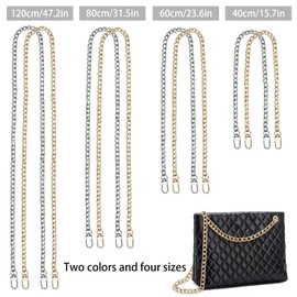JOZMMZEOOA Pack of 8 Bag Chain, Shoulder Strap 120/80/60/40 cm Bags Bag Chain Gold Silver Crossbody Tote Chain Metal Bag Chain for Replacement Chain Bag Extension Chains