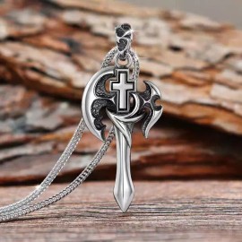 Fashion Jewelry CELTIC AXE NORDIC NORSE VIKING CROSS WARRIOR Pendant On 26" 925 Silver Chain Men