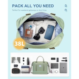 BAGAIL Travel Bag, Weekender Bag, Sports Bag, Wet and Dry Separation, Hospital Bag for Mums in Labor and Delivery, CC Olive Green, travel bag