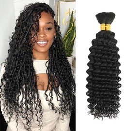 20 Inch Human Braiding Hair for Boho Braids 100g/pack 2 Bundles Deep Wave Bulk Human Hair Braiding No Weft Micro Braiding Hair Human Hair Extensions