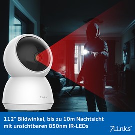 7links Network Camera: WiFi Surveillance Camera with Native 4K UHD, IR LEDs, Pan/Tilt, App (CCTV Camera, IP Network Camera, Baby)