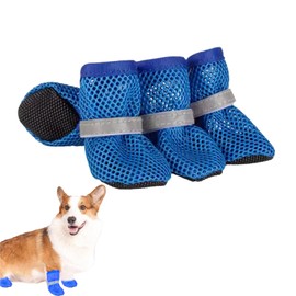 4 Stück Hundeschuhe Pfotenschutz Outdoor,Hundesocken Anti Rutsch Socken Hund Hunde Schuhe Dog Shoes bei Verletzung Hitzeschutz Atmungsaktive Verstellbare Mesh Hundeschuh,für Krallenschutz Rutschfeste