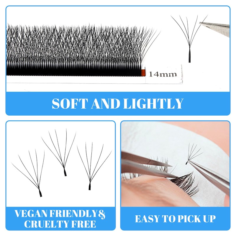 GEMERRY Volume Eyelashes, 5D Pre-Fanned Eyelash Extensions, Easy Fan Lashes,