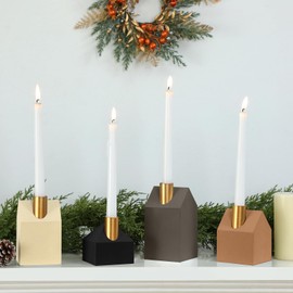 Newtay 4 Pcs Advent Wood Candle Holders Wooden Modern Advent Candlesticks Candle Holders House Candle Stick Holder for Christmas Advent Wreath Home Decor, Different Heights 3.54, 4.33, 5.12, 5.91 Inch