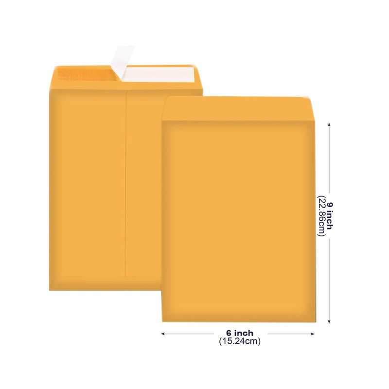 Packpal Manilla Envelopes 6x9 100Pack Brown Catalog Envelopes Self Sealling