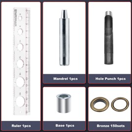 150 Sets 1/2 inch Grommet Tool Kit,Bronze Metal Grommet Kit,Eyelet Kit with Hole Punch for Leather, Fabric, Curtain