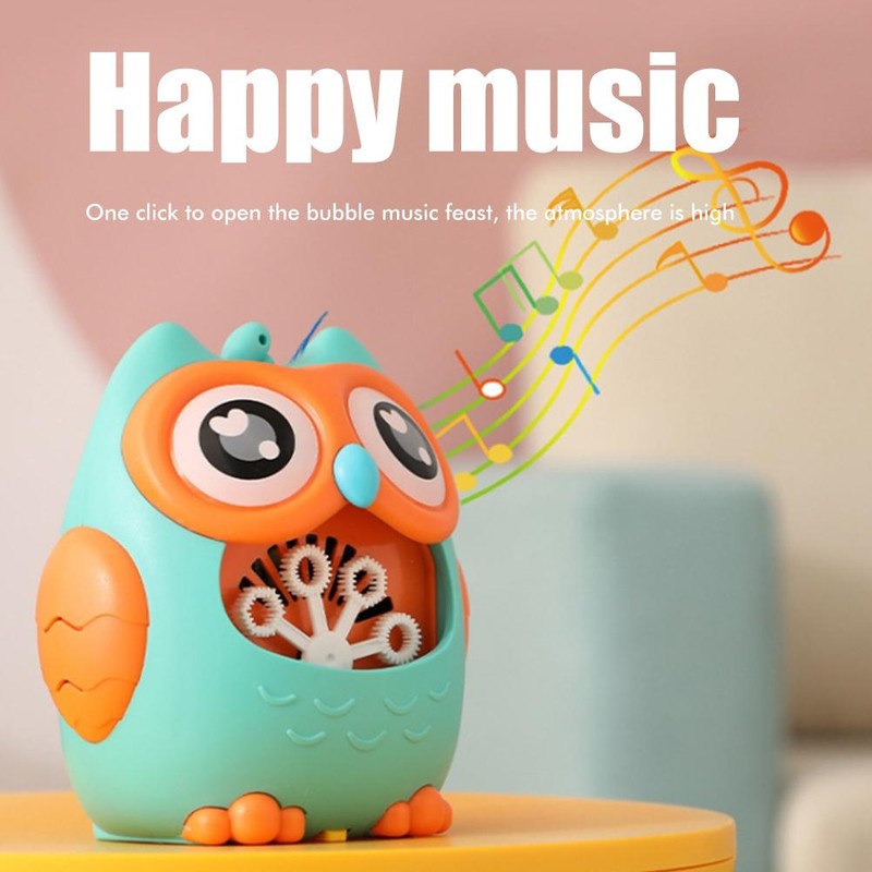 Bubble Machine for Kids Cartoon Owl 8 Holes Automatic Bubble