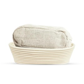 Banneton Bread Proofing Basket 10" Oval | Sourdough Proofing Basket with Linen Liner | Oval Banneton Bread Basket for Sourdough Baking Supplies | Non-Stick Bread Proofing Bowl for Perfect Loaves