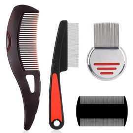 4-Piece Dandruff Comb Set, Stainless Steel Fine Tooth Lice Comb, Scalp, Dandruff Comb, Nit Comb for Women and Men, Removal of Dandruff and Dirt