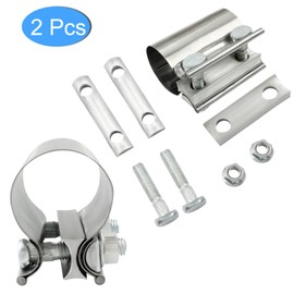 Zorveiio 1-3/4'' Exhaust Clamp，Heavy Duty 304 Stainless Steel Lap Joint Exhaust Pipe Seal Band Clamp,Repair Clamp Sleeve Coupler for Emergency Pipe Repair,Pack of 2