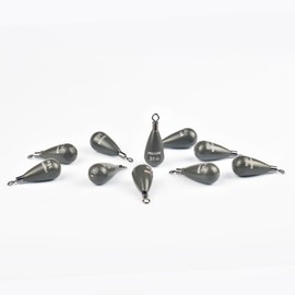 MUUNN 10 Pack Tungsten Free Rig Tear Drop Shot Weights,Free Rig Fishing Sinkers kit for Drop Shot Rig,97% Density Tungsten Fishing Weights (5/16oz - 10 Pack, No Chip Green Pumpkin)
