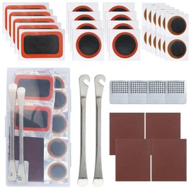 35 Pieces Bicycle Tyre Repair Kit, Bicycle Repair Kit, Bicycle Repair Kit, Bicycle Repair Kit with 25 Glueless Tube Patches, 4 Sandpaper, 2 Premium Stainless Steel Levers, with Storage Box