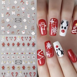 Christmas Nail Stickers Decals Cute Christmas Stickers for Nails Winter Xmas Tree Snowman Bunny Deer Design Nail Art Supplies Adhesive Nail Decals for Women New Year Manicure Nail Art Decorations 4PCS