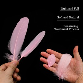 SevenFish 320pcs Pink Feathers for Crafts, 2-8inch Feathers Natural Goose Feathers for Wedding Home Party DIY Crafts Dream Catcher Jewelry Supplies