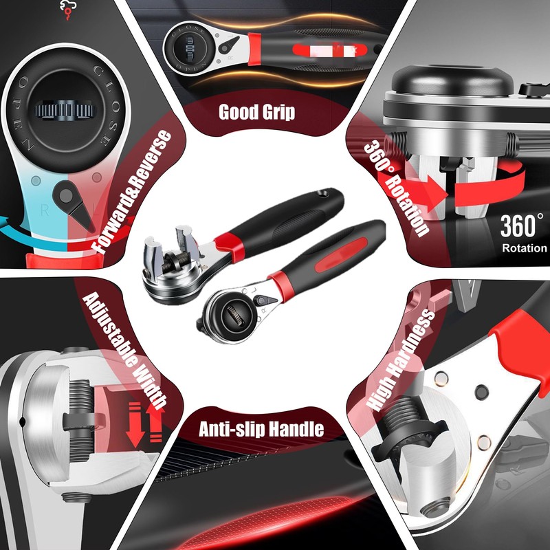 Adjustable Ratchet Wrench, TrumLandy Ratchet Wrench for 6-22mm Screws, High