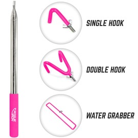 Rogue Iron Sports Disc Golf Retriever Pole Telescoping Disc Golf Accessories Grabber 16 inches to 16ft (Pink, 1, Inches, 1, Inches, 1, Inches, 16, Inches, 1, Inches)