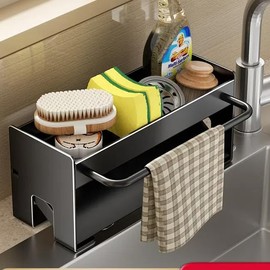 Elecbee Kitchen Sink Organiser, Sink Organiser, Additional Reinforcement Sink Organiser (Black)