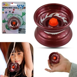 Alloy Responsive Metal YoYo for Tricks, Tug Return Aluminum Yo-Yo for Beginners, Red Christmas Responsive Yoyo, Includes Extra String, 5cm Diameter, Xmas Gift for Kids