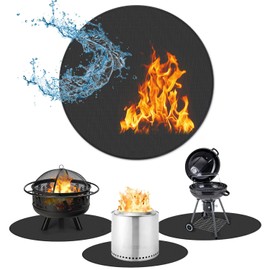 XWIHTR 48" Grill Fire Pit Mat for Outdoor Solo Stove,Double-Sided Fireproof Waterproof BBQ Floor Protector, Oil-Proof Deck and Patio Mat, Reusable Grill Pad for Fireplace, Fire Pit, BBQs (48 inch)