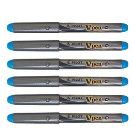 PILOT Set of 6 Fountain Pens V-Pen Ink Colour turquoise