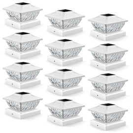 ENSLI 12 Pack Solar Post Cap Lights, 2 Mode Bright Solar Post Lights Outdoor Waterproof, Outdoor Post Lights Solar Powered Deck Lights for 4x4 4.5x4.5 5x5 Posts in Garden Decor