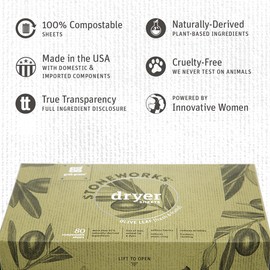 Grab Green Grab Green Stoneworks Natural Dryer Sheets, Olive Leaf, 2 Pack, Olive Leaf, 80 Count