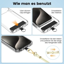 OLEPHY Crossbody Phone Lanyard Strap with 2 Pack Patchs, Adjustable Universal Nylon Neck Strap Compatible with Most Smartphones, Beige