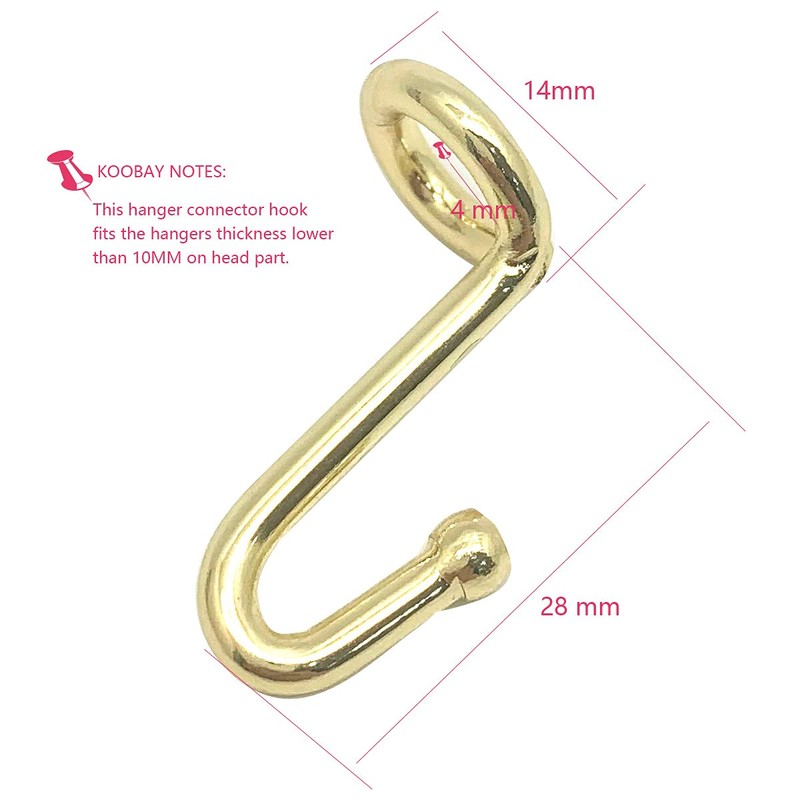 KOOBAY Clothes Hanger 72Pcs Connector Hooks Gold Metal Outfit Hangers