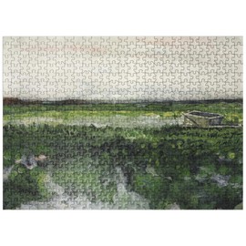 MyPuzzle Landscape with Wheelbarrow 1883 by Vincent Van Gogh - Premium 500 Piece Jigsaw Puzzle for Adults