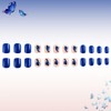 Short Square Press on Nails Fake Nails with Blue Butterfly