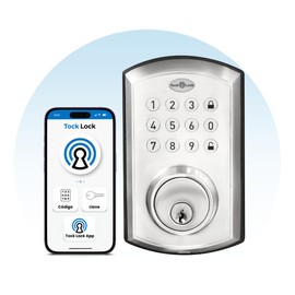 Tock Lock - Cerradura Electrónica Inteligente para puerta principal exterior | Chapa Digital Eléctrica | Celular, Código, Llaves Físicas | TOCK LITE PLATA