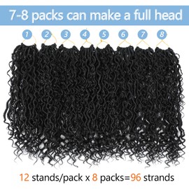 Faux Locs Crochet Braids Curly Hair Soft Locs False Locks Hooks Pre-buckle Dreadlocks Soft Traiding Hair Fashion Goddess False Locs Hair Extensions (10 inch (8 Pieces), 1B)