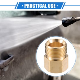 VekAuto Pressure Washer Connector, M18x1.5 to 15mm M22x1.5 Male and Female Adapter Brass Screw Hose Connector Universal for Pressure Washer Quick Connect Brass Copper Tone