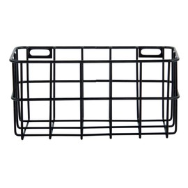 Rayher Black Mesh Basket for Pegboard Wall Organiser, Metal Wire Hanging Storage Basket, Wall-Mounted Hanging Basket, black, 16.5x8x8cm, 25187576