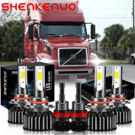 SHENKENUO LED Headlight Hi-Lo BEAM+Fog Bulbs For Volvo VNL VNM 630 670 730 780 2004-2015