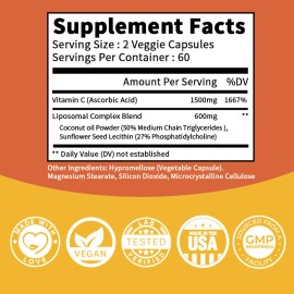 Liposomal Vitamin C 2100mg - High Absorption Supplements, Enhance Immunity