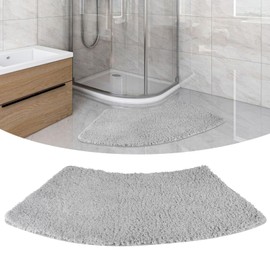 RUCUDIM Fan-shaped Curved Bath Mat, Bath Mats Non Slip Bathroom Mats, Shaggy Sector Corner Shower Mat, Semi-Circular Bath Mat,