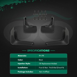 SCITOO 4PCS Mud Flaps Front & Fear Splash Guard set suitable for Ford Fusion 2013-2018 1.5L 1.6L 2.0L 2.5L 2.7L