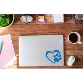 Exquisite Heart and Dog PAW Puppy Love Decal Sticker for Cars, Bumper,Trucks, Windows, Walls, Laptops 5.5 Inches Blue