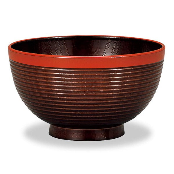 Mitani M15983-7 Yamanaka Lacquerware Soup Bowl Obi Vermilion 4.6 inches