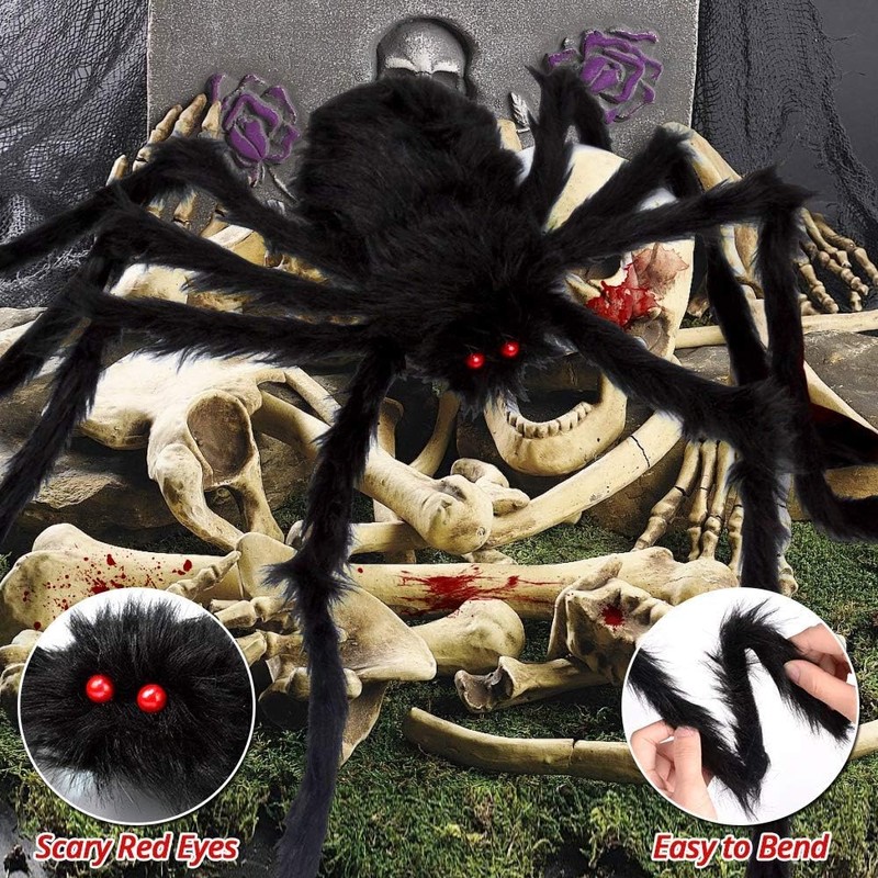 200" Halloween Spider Web & 59" Giant Spider Decorations