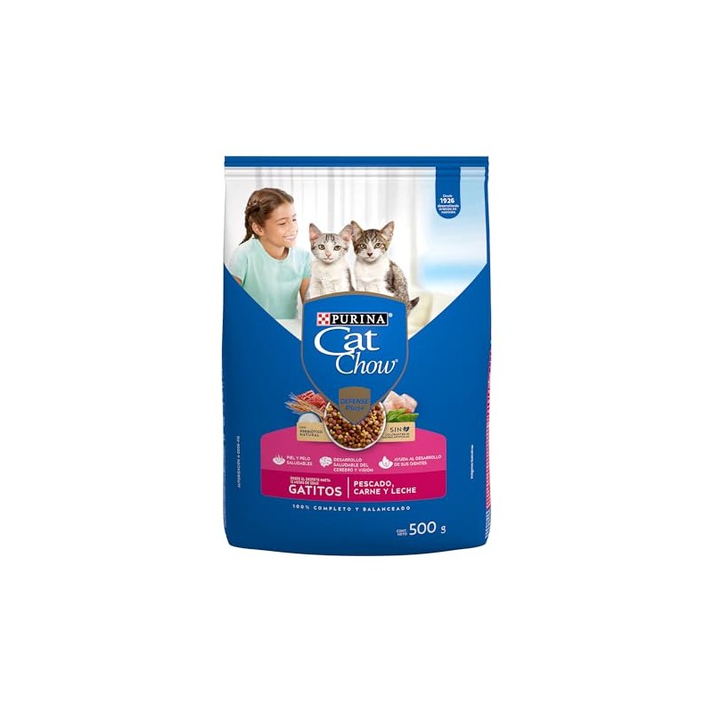 Purina Cat Chow Gatitos Croquetas Pescado, Carne y Leche 500g