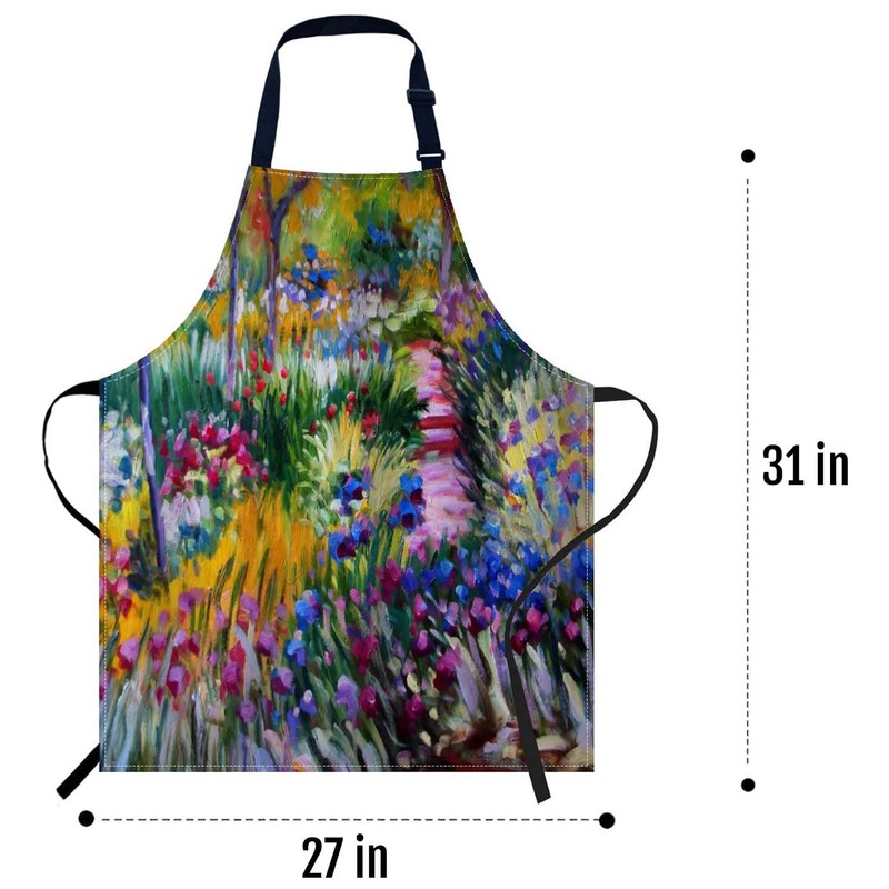 Smooffly Monet The Iris Garden Apron Unisex Adjustable Bib Apron,