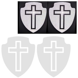 CUSHYSTORE Jesus White Reflective Shield Cross Christian Decals for Laptop Hardhat 3"x3.75", 2 packs