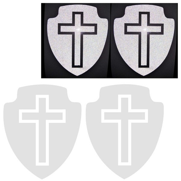 CUSHYSTORE Jesus White Reflective Shield Cross Christian Decals for Laptop