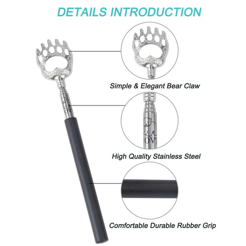 WOVTE Bear Claw Extendable Back Scratcher for Men Women, Stocking