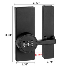 Wocoe Black 180 Degree Barn Door Lock,Mechanical Password Lock,3 Digit Password Keyless,Flip Latch with Combination,Protect Privacy,for Bedrooms,garages,Cabinets,Windows,Garden,and Bathroom