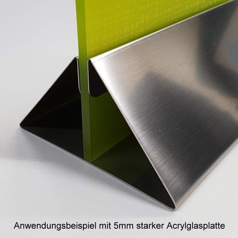 210 mm Brushed Stainless Steel Sign Holder / Table Stand