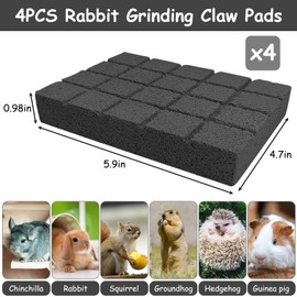 Hamiledyi 4PCS Rabbit Scratching Pads Bunny Lava Grinding Claw Pads Small Animal Foot Pads Hamster Scratch Board Chew Toys for Gerbil Chinchilla Hedgehog Guinea Pig Cage Accessories