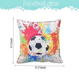 Football Throw Pillow Cover Square Pillow Cushion Cover with Zipper Colorful Soccer Pillowcase Gifts for Women Mom Daughter Son Birthday Gifts for Women Men Decorative Throw Pillow Covers 18x18